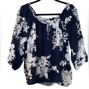 St John’s Bay floral peasant blouse, size petite large